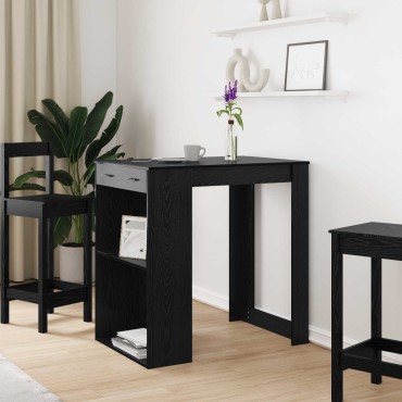 vidaXL Τραπέζι μπαρ 102x70x103,5cm Επεξεργασμένο Ξύλο Μαύρη Οξυά 1 τεμ.