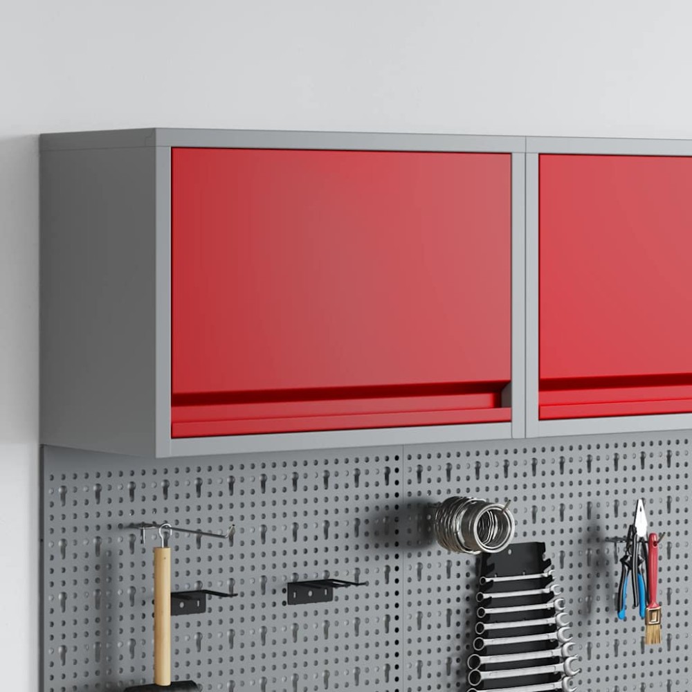 vidaXL Ντουλάπα εργαλείων Κόκκινο και Γκρι 50 x 25 x 35 εκ.