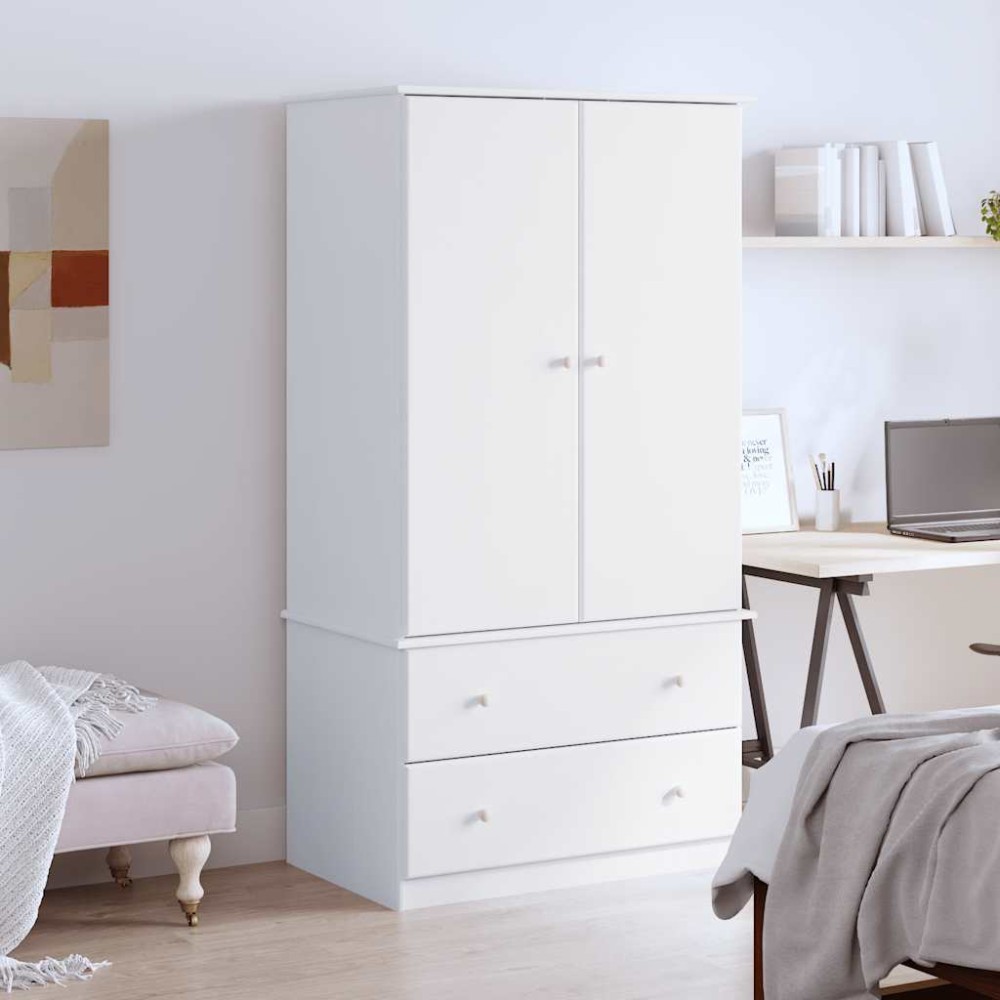 vidaXL Ντουλάπα ALTA Λευκή 90x55x170cm από Μασίφ Ξύλο Πεύκου 1 τεμ.