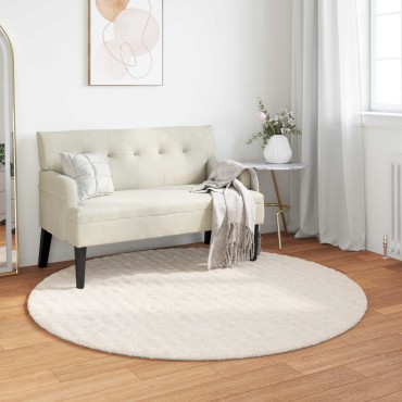 vidaXL Χαλιά χώρου Γύρος SIROLO Κρεμ 200 CM Πολυεστέρας 200x200cm
