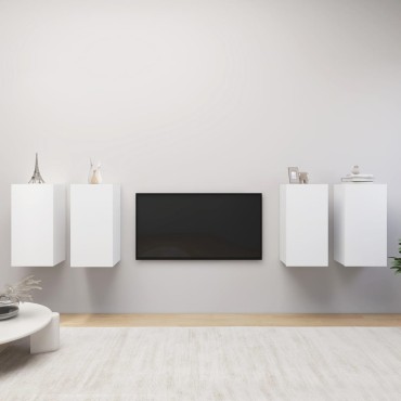 vidaXL Έπιπλα Τηλεόρασης 4 τεμ. Λευκά 30,5x30x60cm Επεξ. Ξύλο