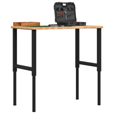 vidaXL Πάγκος Εργασίας Ορθογώνιος 100x60x(71,5-98) εκ Μασίφ Ξύλο Δρυός