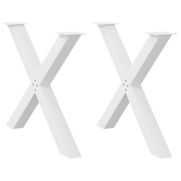 vidaXL Πόδια Τραπεζαρίας σε Σχήμα Χ, 2 τεμ. Λευκά 90x(72-73)cm Ατσάλι