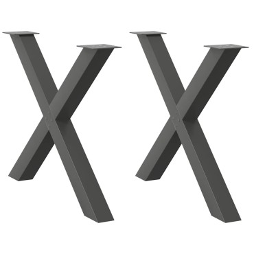 vidaXL Πόδια Τραπεζαρίας σε Σχήμα Χ, 2 τεμ. Ανθρακί 90x(72-73)cm Ατσάλι