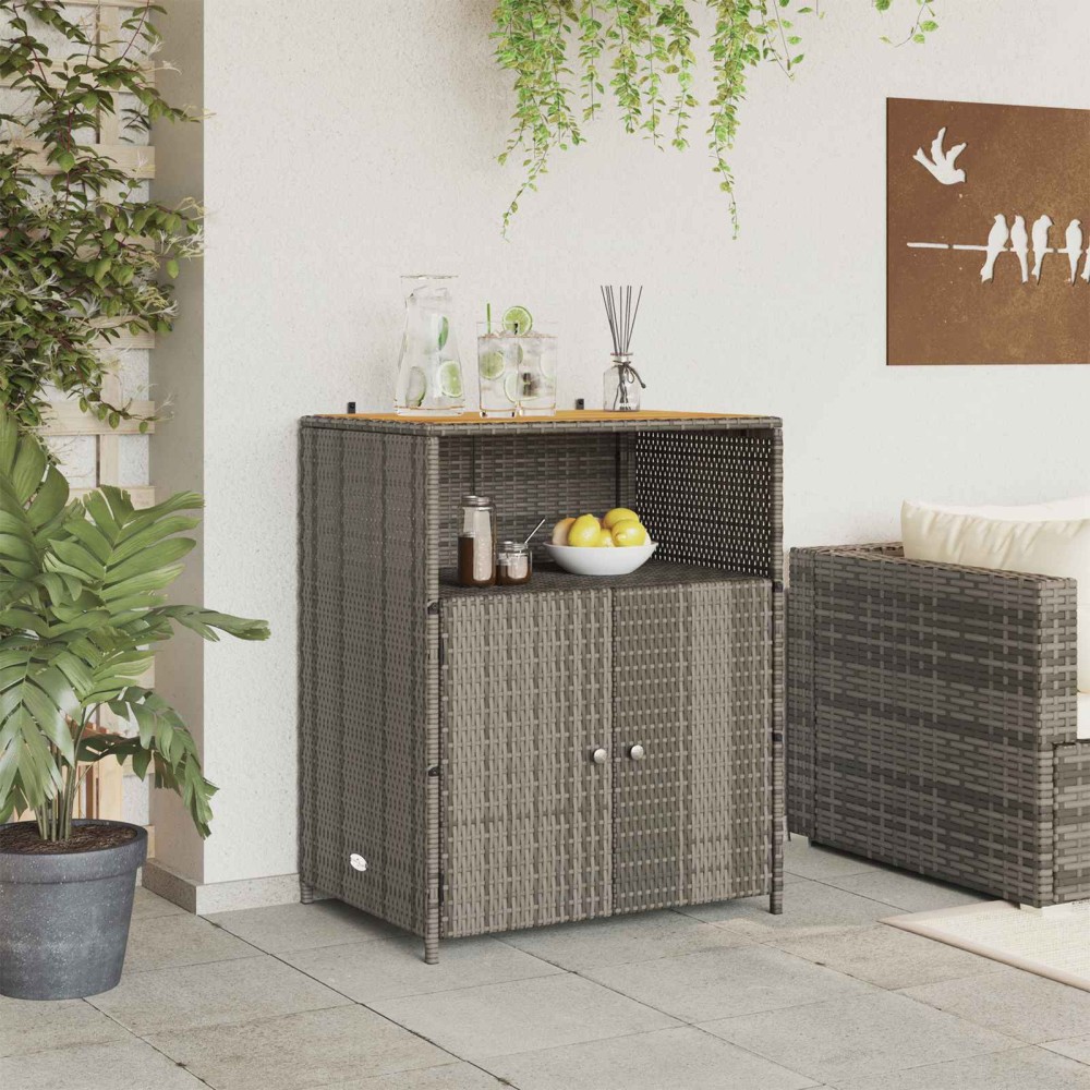 vidaXL Ντουλαπιού Γκρι 70x50x87cm Πολυεστέρας και Ρόλυ Ράττεν 1 τεμ.