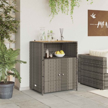 vidaXL Ντουλαπιού Γκρι 70x50x87cm Πολυεστέρας και Ρόλυ Ράττεν 1 τεμ.