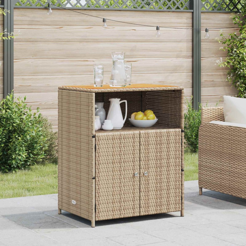 vidaXL Ντουλαπιού Μπεζ 70x50x87cm Πολυεστέρας και Ρόλυ Ράττεν 1 τεμ.