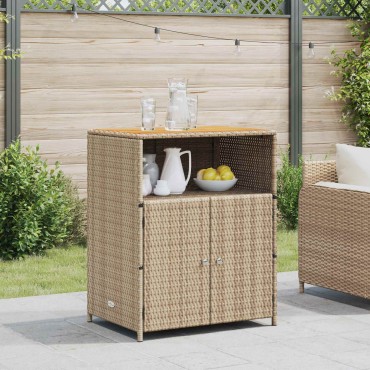 vidaXL Ντουλαπιού Μπεζ 70x50x87cm Πολυεστέρας και Ρόλυ Ράττεν 1 τεμ.