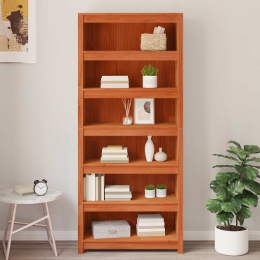 vidaXL Βιβλιοθήκη Κερωτό καφέ 80x35x183cm Στερεά ξυλεία πεύκου 1 τεμ.