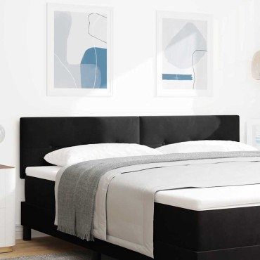 vidaXL LED κεφαλάρι με LED ταινίες φωτός Μαύρο Βελούδο 180x7x88cm