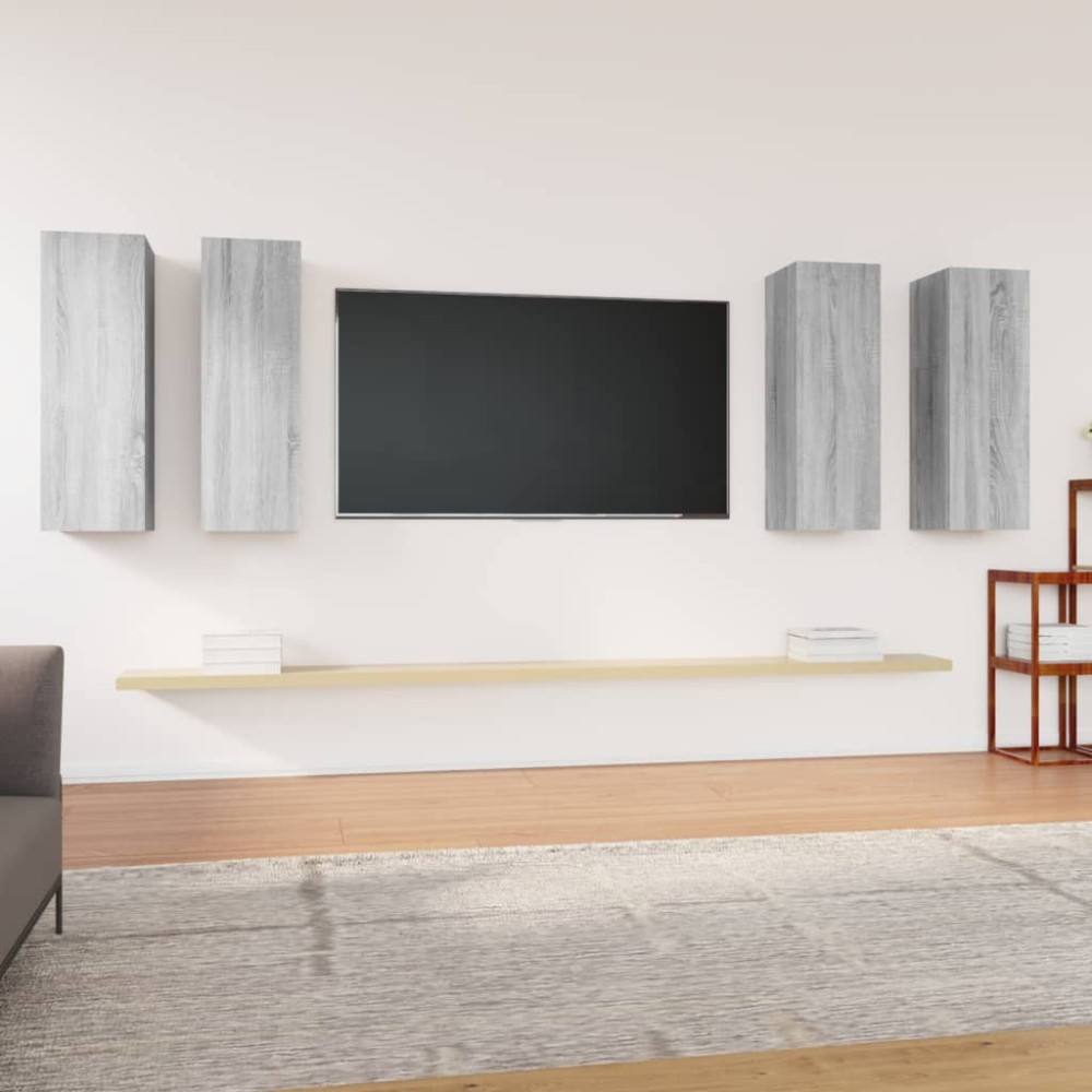 vidaXL Έπιπλα Τηλεόρασης 4 τεμ. Γκρι Sonoma30,5x30x90cm Επεξ. Ξύλο
