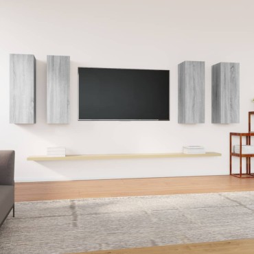 vidaXL Έπιπλα Τηλεόρασης 4 τεμ. Γκρι Sonoma30,5x30x90cm Επεξ. Ξύλο