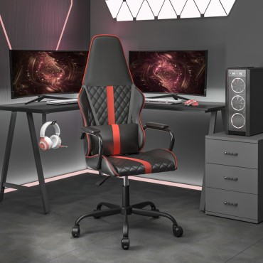 vidaXL Καρέκλα Gaming Μασάζ Μαύρο/Κόκκινο από Συνθετικό Δέρμα 54x61,5x(118,5-128)cm 1 τεμ.