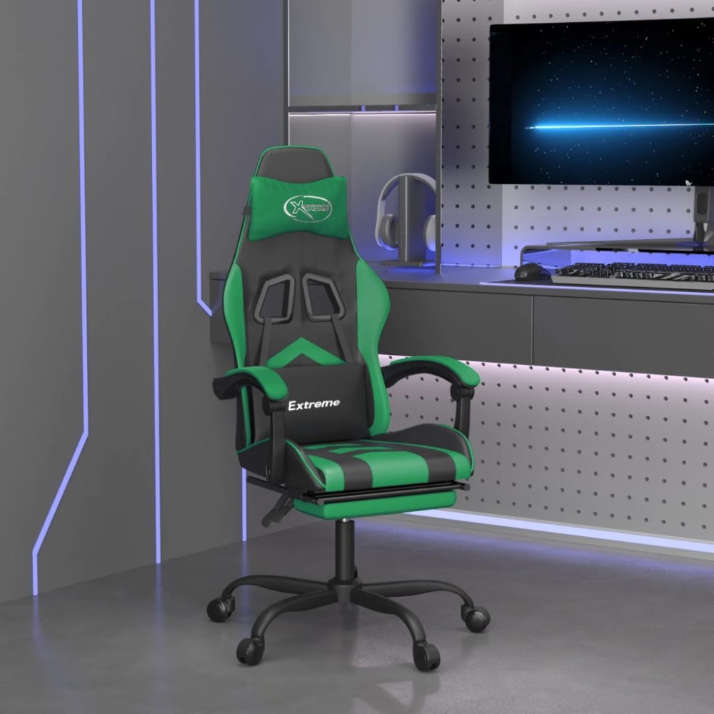 vidaXL Καρέκλα Gaming Μασάζ Υποπόδιο Μαύρο/Πράσινο από Συνθετικό Δέρμα 57,5x59,5x(121-131)cm 1 τεμ. vidaXL Καρέκλα Gaming Μασάζ Υποπόδιο Μαύρο/Πράσινο από Συνθετικό Δέρμα 57,5x59,5x(121-131)cm 1 τεμ.