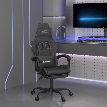 vidaXL Καρέκλα Gaming Μασάζ Υποπόδιο Μαύρο από Συνθετικό Δέρμα 57,5x59,5x(121-131)cm 1 τεμ.