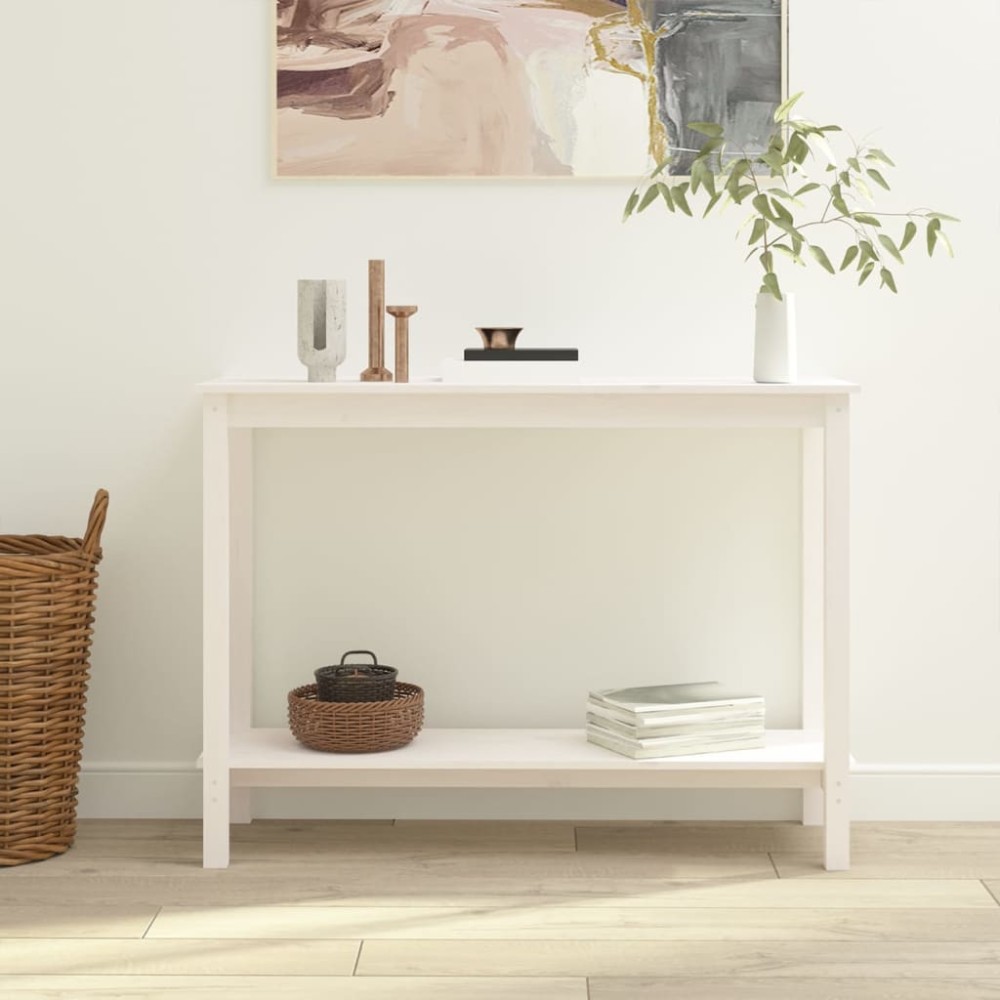 vidaXL Τραπέζι Κονσόλα Λευκό 110x40x80cm από Μασίφ Ξύλο Πεύκου 1 τεμ.