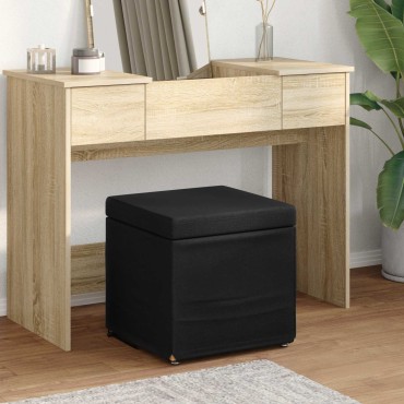 vidaXL Σκαμνί Μαύρο 41x41x40cm Ύφασμα και Επεξεργασμένο Ξύλο