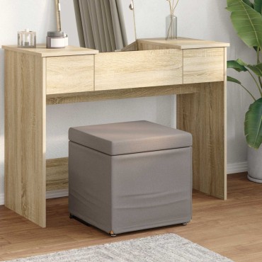vidaXL Σκαμνί Taupe 41x41x40cm Ύφασμα και Επεξεργασμένο Ξύλο