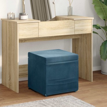 vidaXL Σκαμνί Μπλε 41x41x40cm Βελούδο και Μηχανικά Ξύλα
