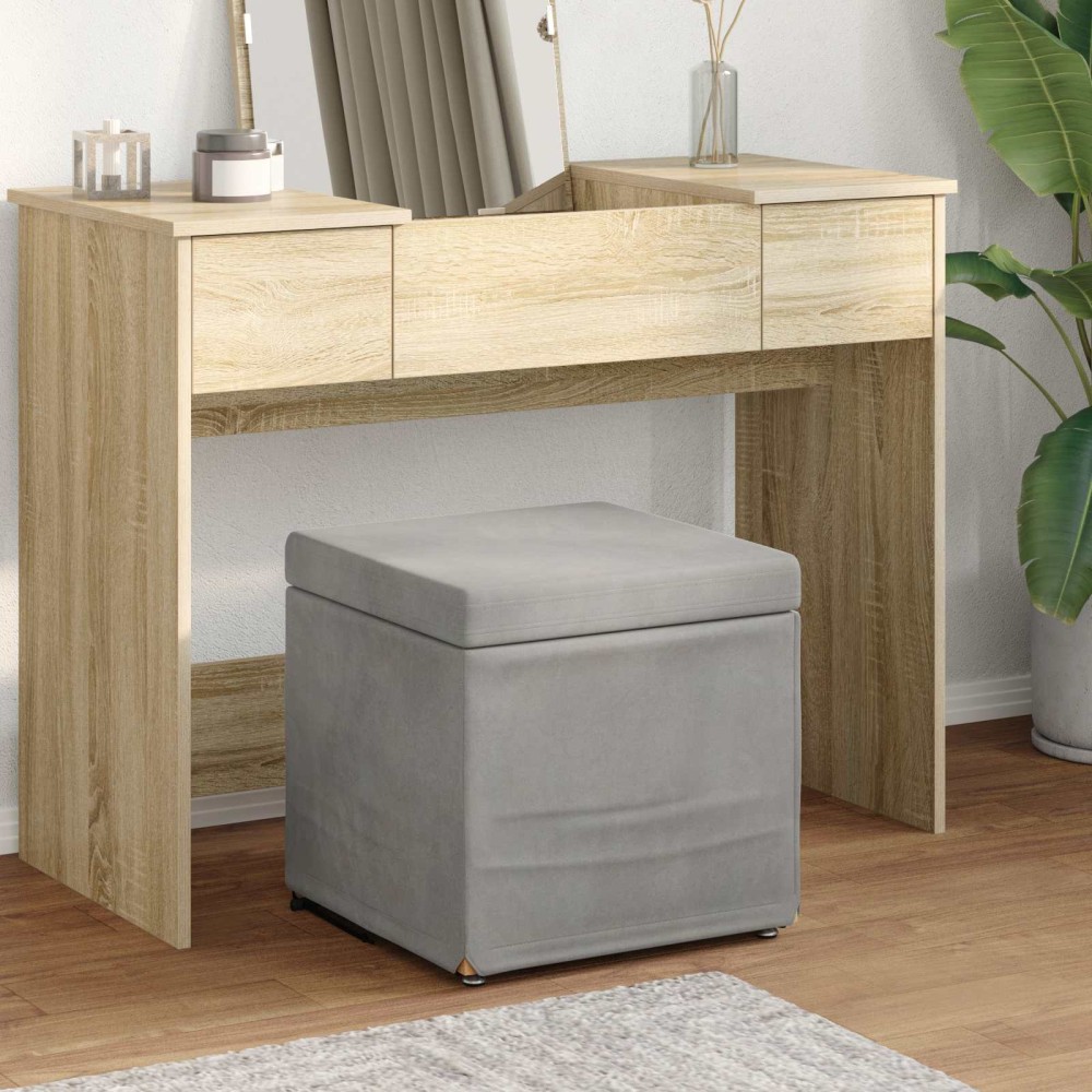 vidaXL Σκαμνί Ανοιχτό γκρι 41x41x40cm Βελούδο και Μηχανικά Ξύλα