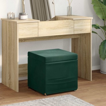 vidaXL Σκαμνί Σκούρο Πράσινο 41x41x40cm Βελούδο και Μηχανικά Ξύλα