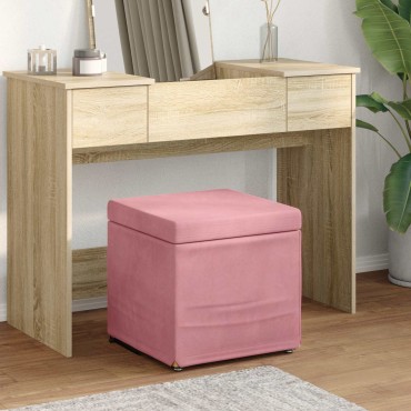 vidaXL Σκαμνί Ροζ 41x41x40cm Βελούδο και Μηχανικά Ξύλα