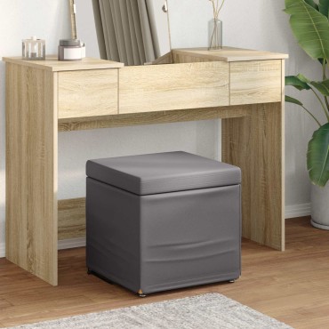 vidaXL Σκαμνί Γκρι 41x41x40cm Ψεύτικο Δέρμα και Μηχανικά Ξύλα