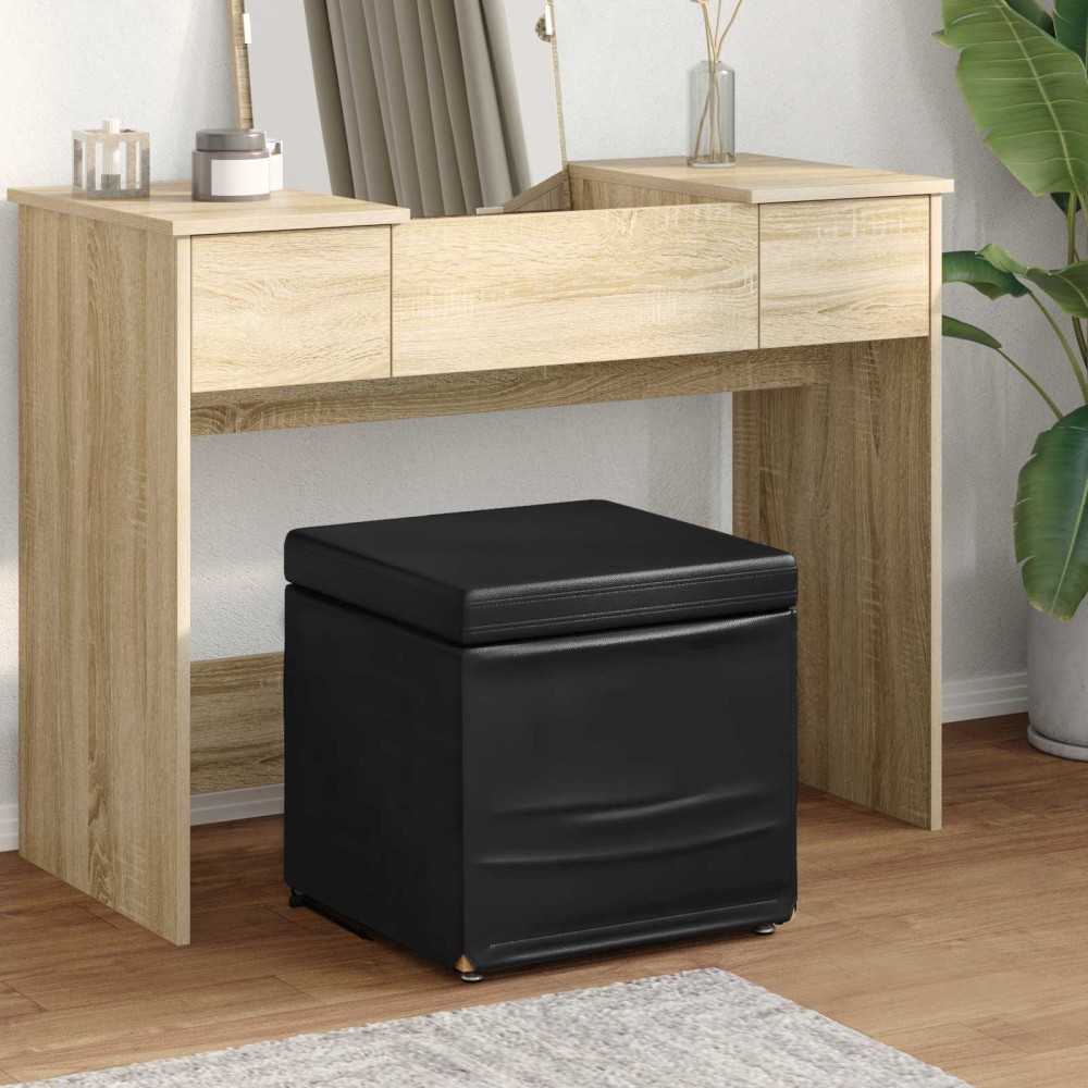 vidaXL Σκαμνί Μαύρο 41x41x40cm Ψεύτικο Δέρμα και Μηχανικά Ξύλα