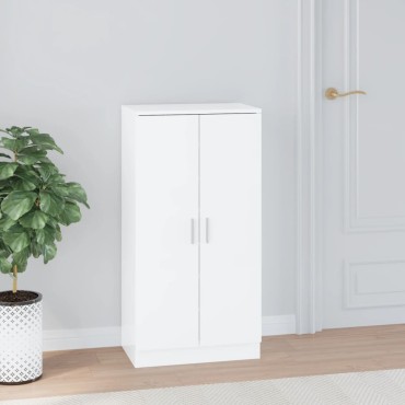 vidaXL Παπουτσοθήκη Γυαλιστερό Λευκό 55x35x108cm Επεξεργασμένο Ξύλο
