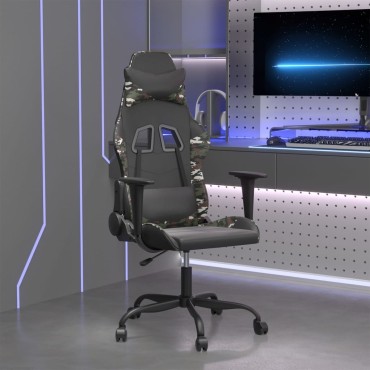 vidaXL Καρέκλα Gaming Μαύρο/Παραλλαγή από Συνθετικό Δέρμα 66x56x(120,5-131)cm 1 τεμ.