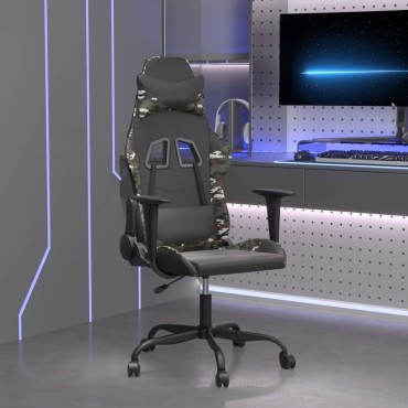 vidaXL Καρέκλα Gaming Μασάζ Μαύρο/Παραλλαγή από Συνθετικό Δέρμα 66,5x61x(118-127,5)cm 1 τεμ.