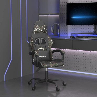 vidaXL Καρέκλα Gaming Περιστρεφόμενη Μαύρη/Παραλλαγή Συνθετικό Δέρμα 57,5x59,5x(121-131)cm 1 τεμ.