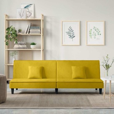 vidaXL Καναπές Κρεβάτι Κίτρινος Βελούδινος 200x100x33cm 1 τεμ. Γωνιακός