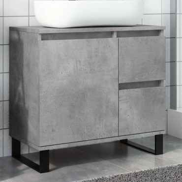 vidaXL Ντουλάπι Μπάνιου Γκρι Σκυροδέματος 65x33x60cm Επεξ. Ξύλο