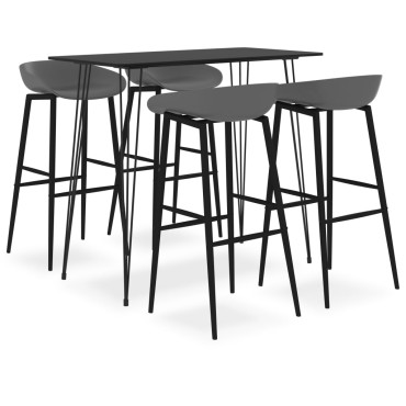 vidaXL Σετ Επίπλων Μπαρ 5 τεμ. Μαύρο / Γκρι 120x60x105cm