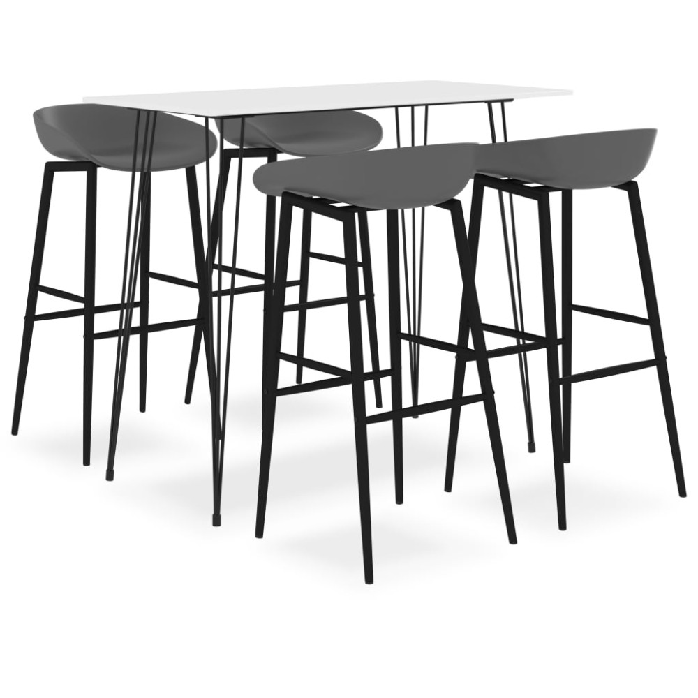vidaXL Σετ Επίπλων Μπαρ 5 τεμ. Λευκό / Γκρι 120x60x105cm