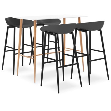 vidaXL Σετ Επίπλων Μπαρ 5 τεμ. Λευκό / Γκρι 120x60x105cm