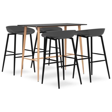 vidaXL Σετ Επίπλων Μπαρ 5 τεμ. Μαύρο / Γκρι 120x60x105cm