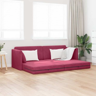 vidaXL Καναπές-κρεβάτι δαπέδου Κόκκινο 213x70x77cm Βελούδο