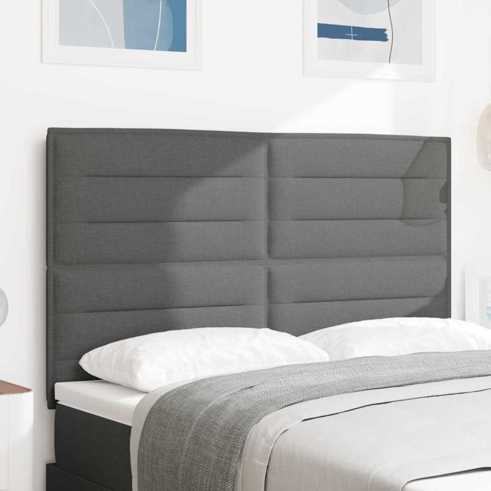 vidaXL LED κεφαλάρι με LED ταινίες φωτός Σκούρο Γκρι ύφασμα 160x7x128cm