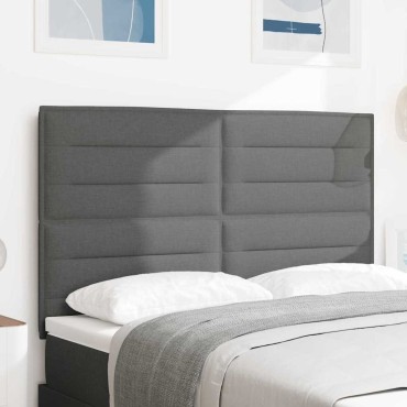 vidaXL LED κεφαλάρι με LED ταινίες φωτός Σκούρο Γκρι ύφασμα 160x7x128cm