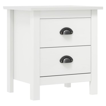 vidaXL Κομοδίνο Hill Λευκό 46x35x49,5cm από Μασίφ Ξύλο Πεύκου 1 τεμ.
