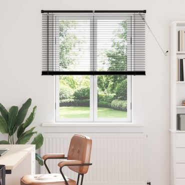 vidaXL Βενετσιάνικη Σκίαση Μαύρο 150 x 110 εκ 25 mm PVC