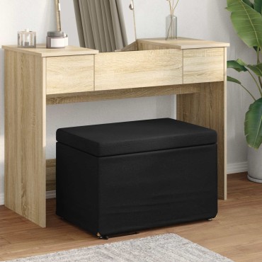 vidaXL Σκαμνί Μαύρο 61x41x40cm Ύφασμα και Επεξεργασμένο Ξύλο