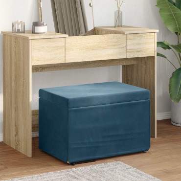 vidaXL Σκαμνί Μπλε 61x41x40cm Βελούδο και Μηχανικά Ξύλα