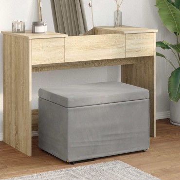 vidaXL Σκαμνί Ανοιχτό γκρι 61x41x40cm Βελούδο και Μηχανικά Ξύλα