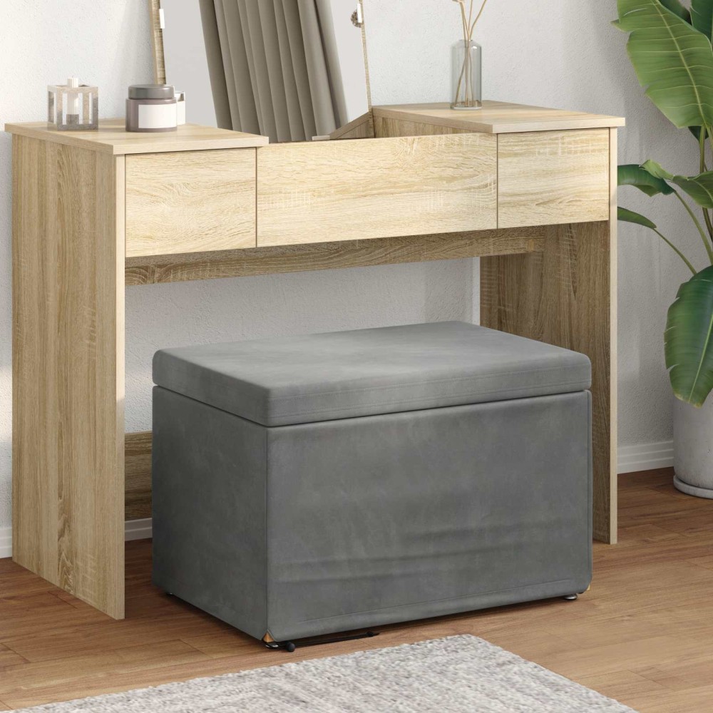 vidaXL Σκαμνί Σκούρο Γκρι 61x41x40cm Βελούδο και Μηχανικά Ξύλα