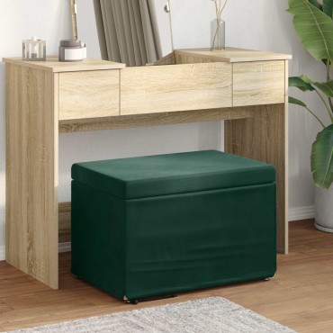 vidaXL Σκαμνί Σκούρο Πράσινο 61x41x40cm Βελούδο και Μηχανικά Ξύλα