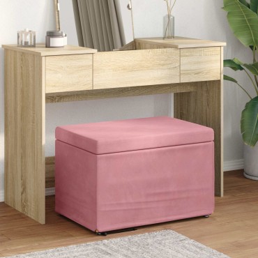 vidaXL Σκαμνί Ροζ 61x41x40cm Βελούδο και Μηχανικά Ξύλα