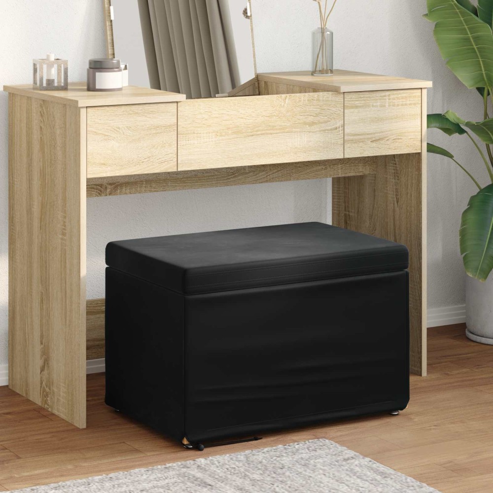 vidaXL Σκαμνί Μαύρο 61x41x40cm Βελούδο και Μηχανικά Ξύλα